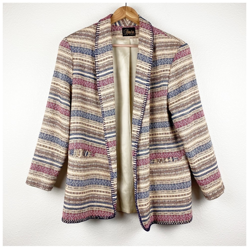 David Paul Vintage Printed‎ Tweed Blazer Size Medium